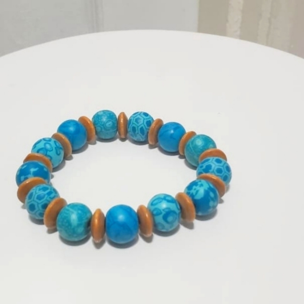 Beautiful Bracelet with Turquoise Stones ,Handmade jewelry. 🌴 - Picture 4 of 5
